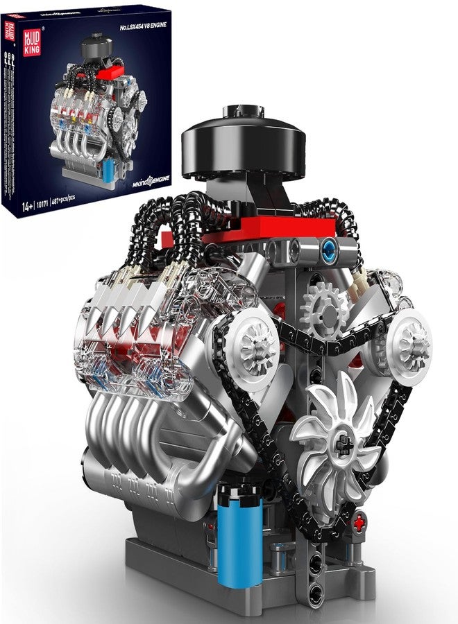 Mould King 10171 V8 Engine Model Kit, Mini V8 Engine Kits That Runs, Build Your Own Car Model Engine with Motor, Collectible Building Blocks for Adults, DIY STEM Construction Toys for Display - Image 1